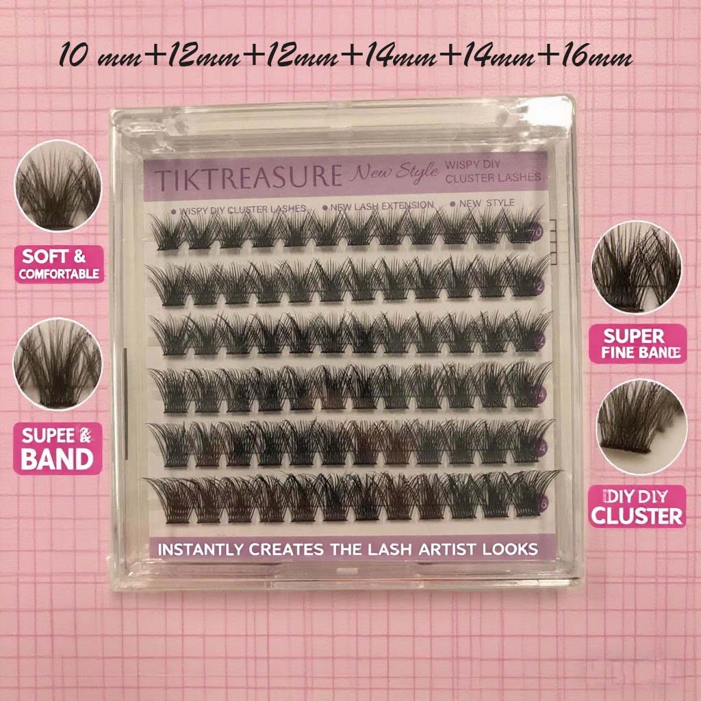 Lash Extension Kit 72Pcs Clusters Kit 10-16mm Mix,1-1