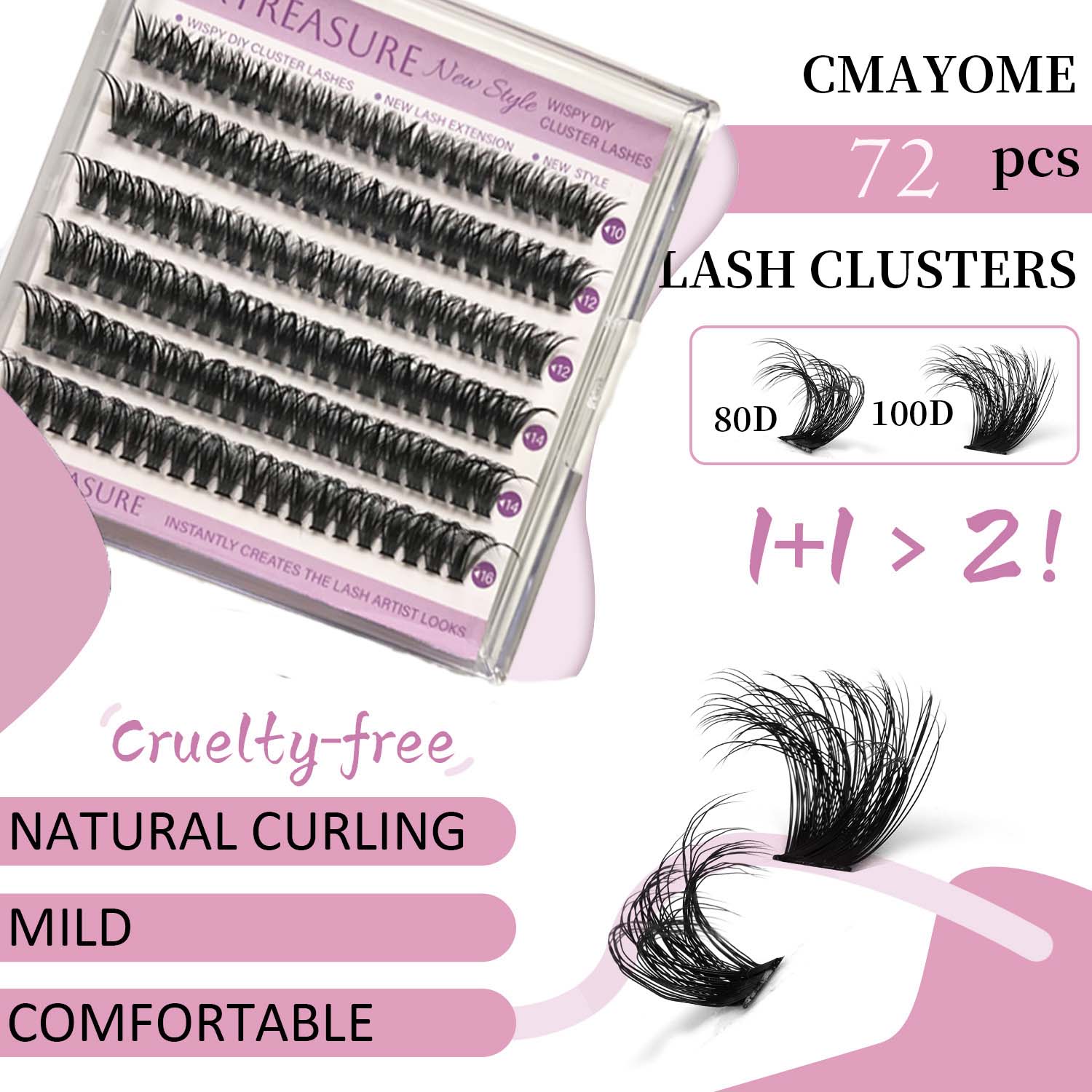 DIY Lash Extension Kit 72Pcs Clusters Eyelash Thick Styles 10-16mm Mix,1-4