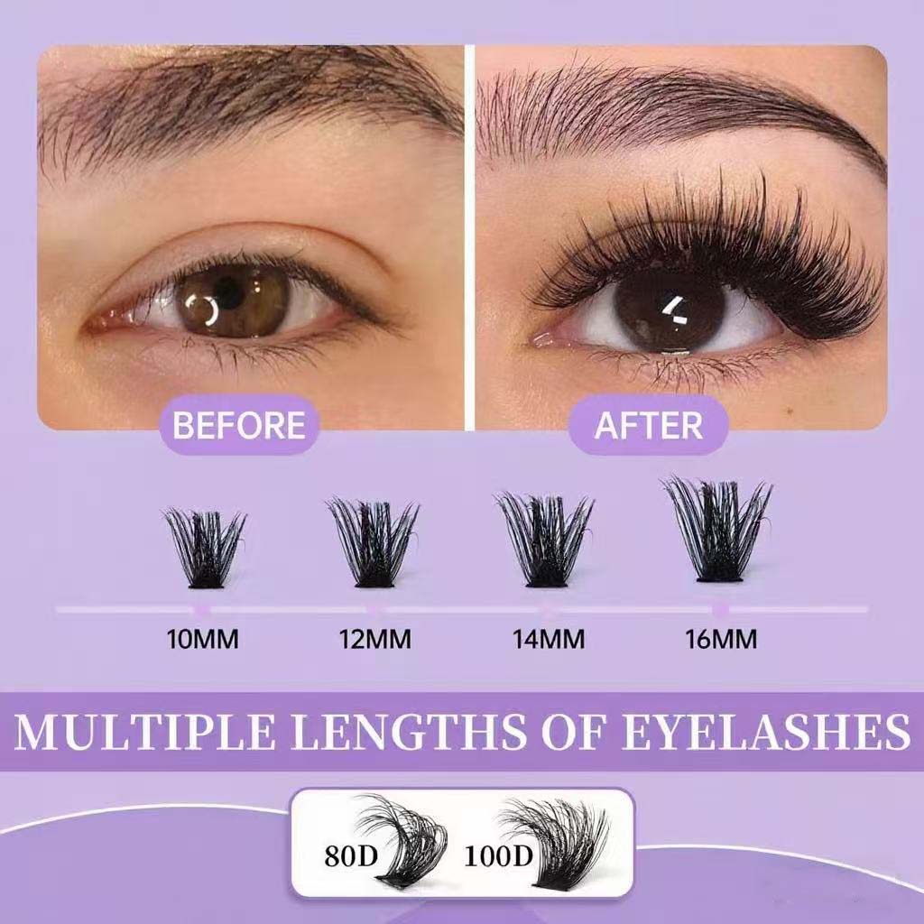 DIY Lash Extension Kit 72Pcs Clusters Eyelash Thick Styles 10-16mm Mix,1-4