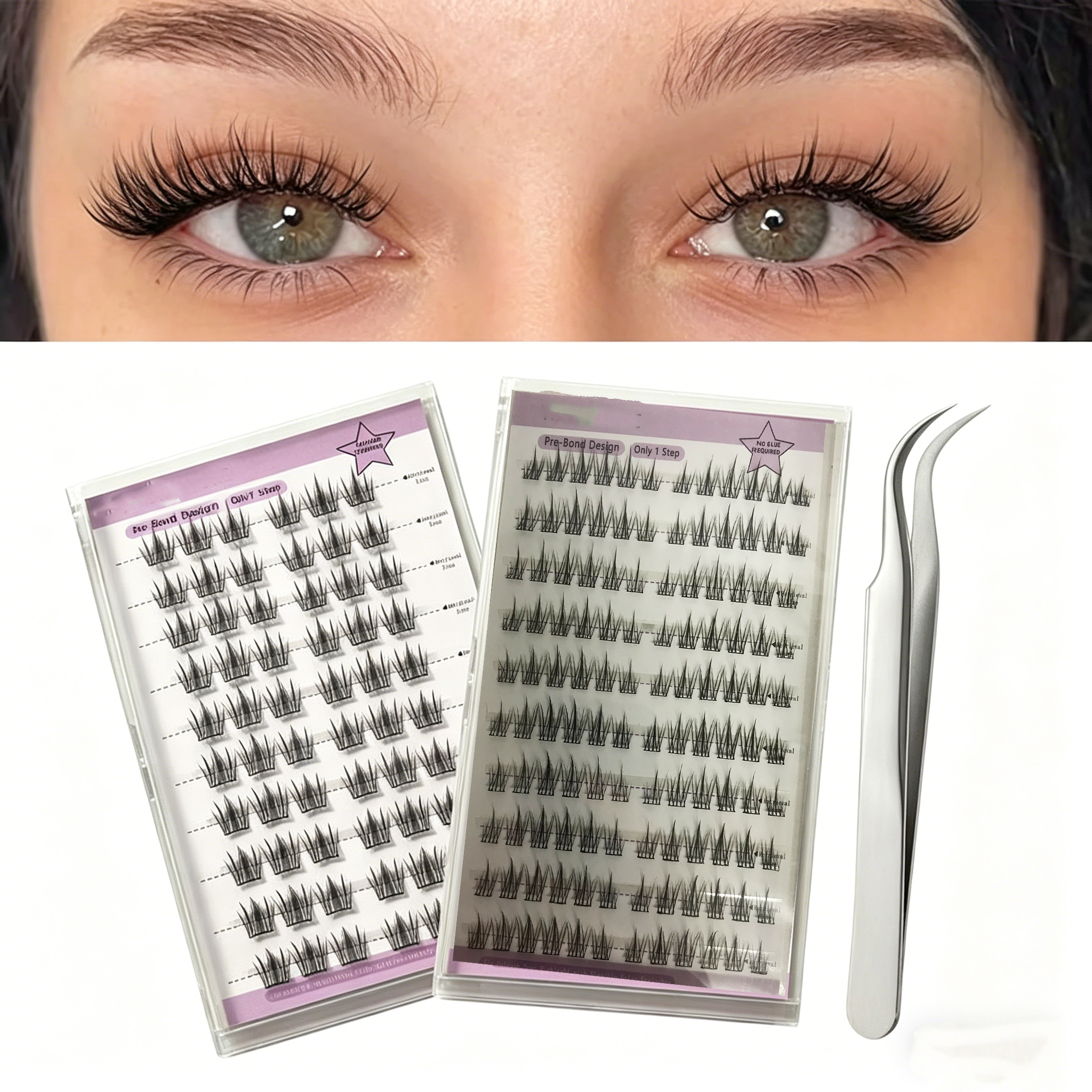 Pre-glued Lashes 2 Packs 60pcs+120pcs Natural Look Reusable Cluster Lashes,5-1&5-2