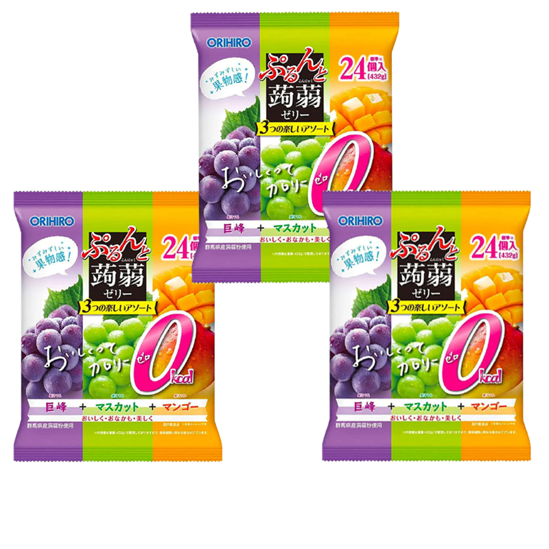 Orihiro Konjac Jelly - 3 Flavors (Kyoho Grape, Muscat, Mango) - 432g*3 bags