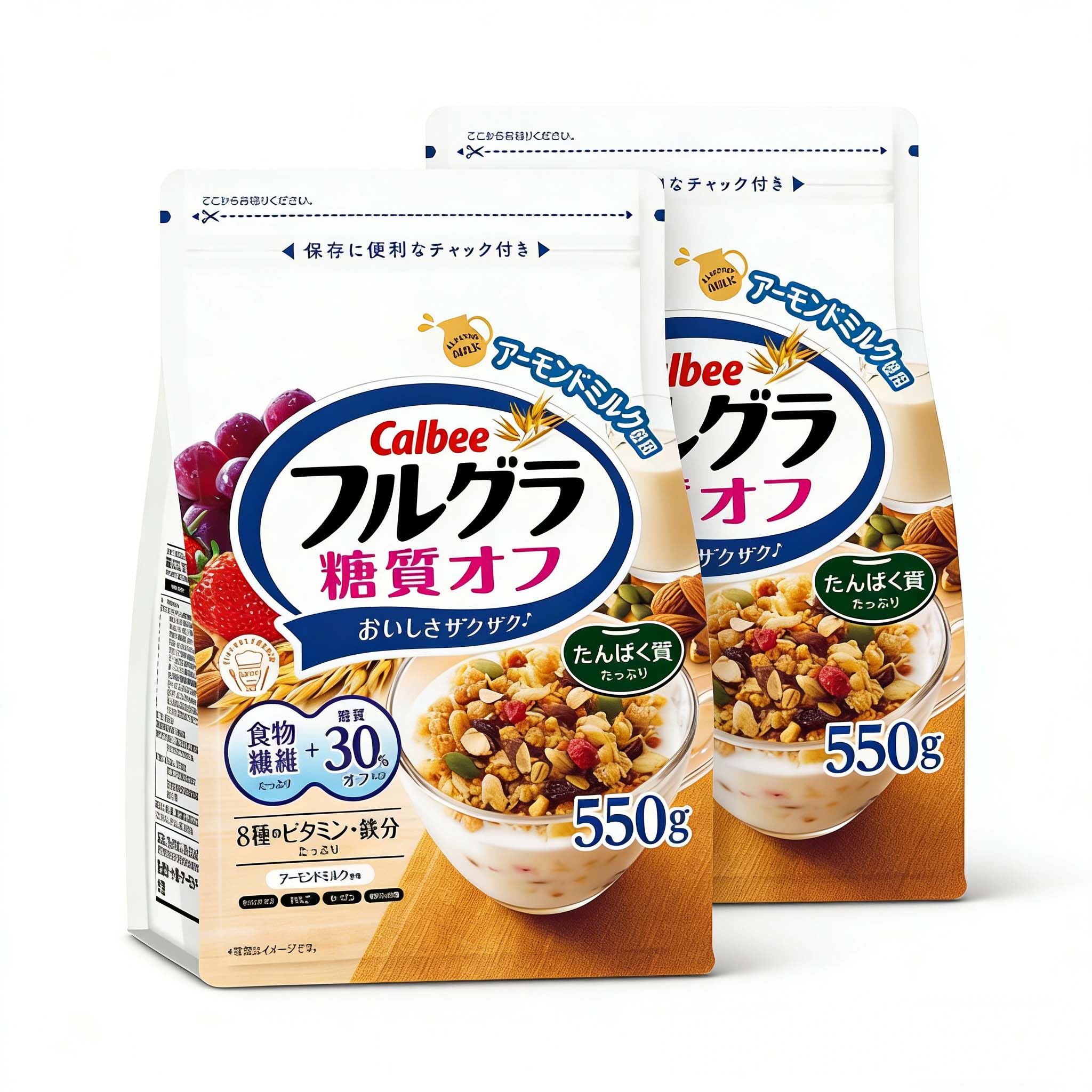 Calbee Low Sugar Cereal Fruit Flavor 550g (Pack of 2)