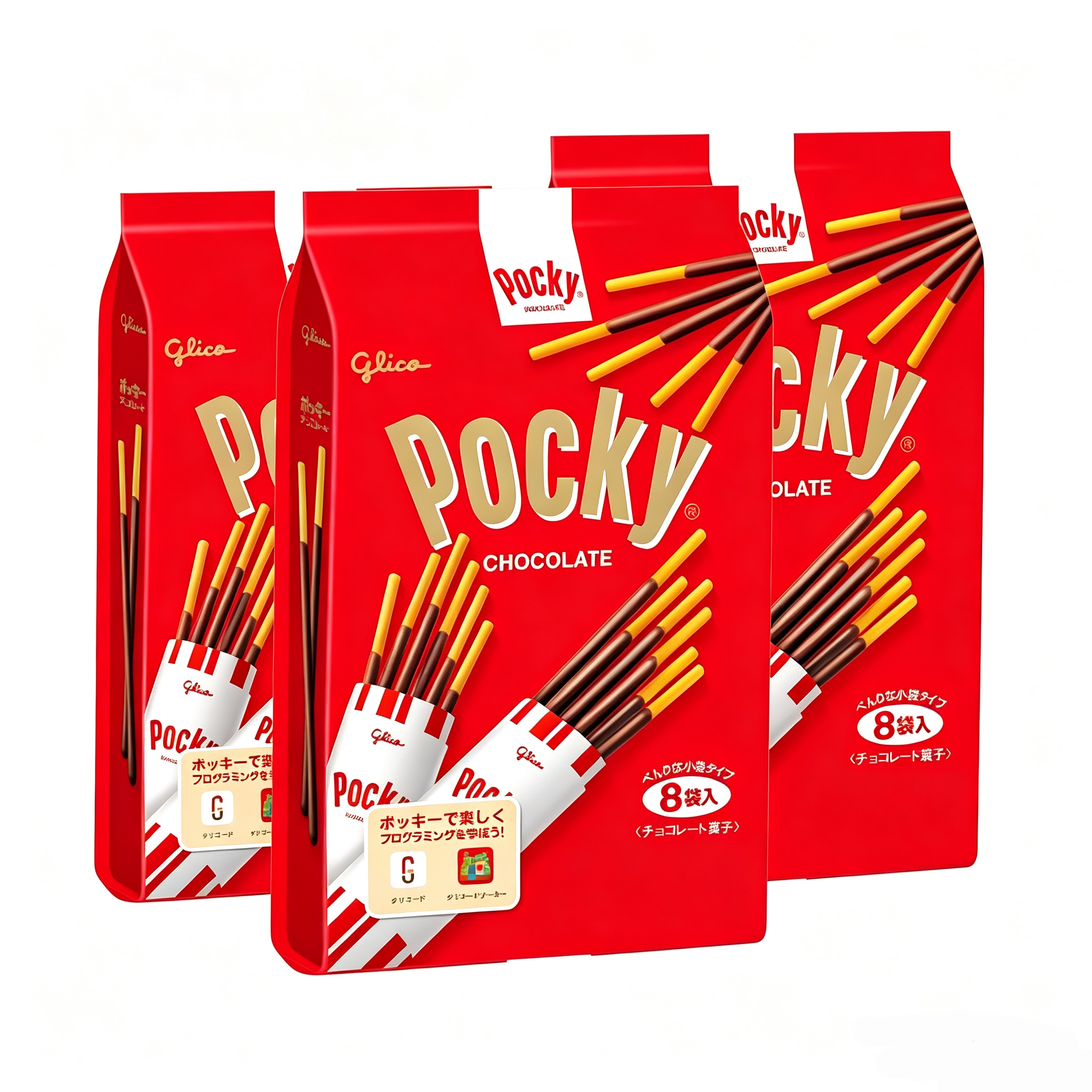 Glico Pocky Chocolate Covered Biscuit Sticks 8p x 3 bags