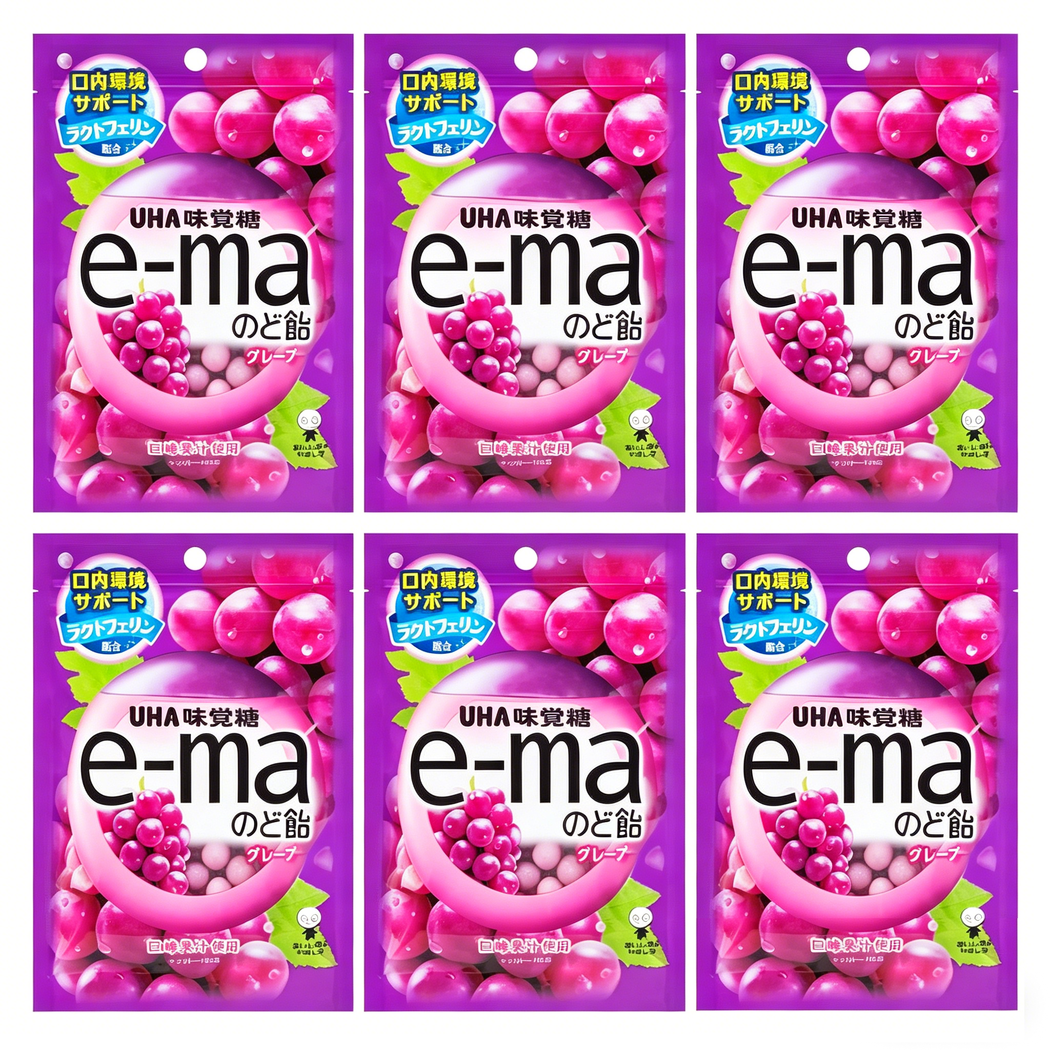 UHA e-ma Grape Throat Lozenges 50g X 6 bags