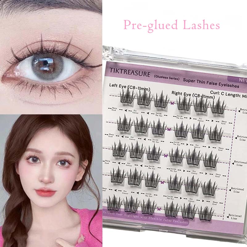 Pre-glued Lashes 30pcs Natural Look Thin Cluster Lashes,2-1
