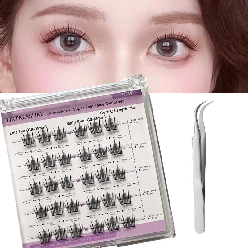 Pre-glued Lashes 30pcs Natural Look Thin Cluster Lashes,2-1
