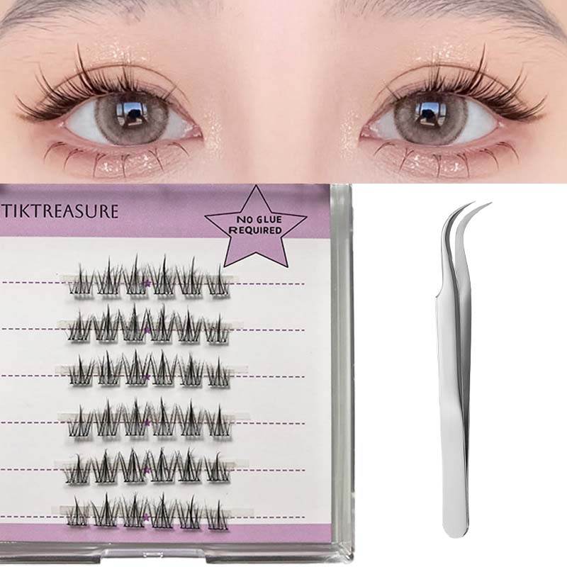 Pre-glued Lashes 30pcs Natural Look Wispy Fluttery Curved-Thin Band,2-2
