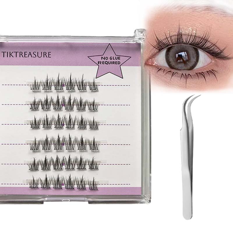 Pre-glued Lashes 30pcs Natural Look Wispy Fluttery Curved-Thin Band,2-2