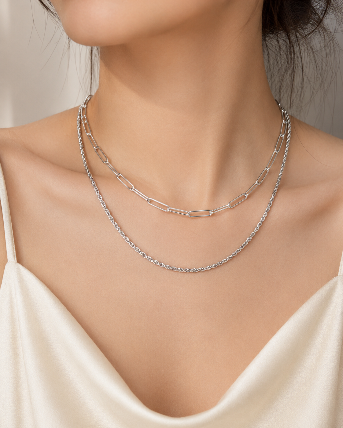 Glownim Chain Necklace Chain Stacking Multiple Thin Chain Ladies Stainless Steel Chain Jewelry,Swim-Friendly, Tarnish Resistant