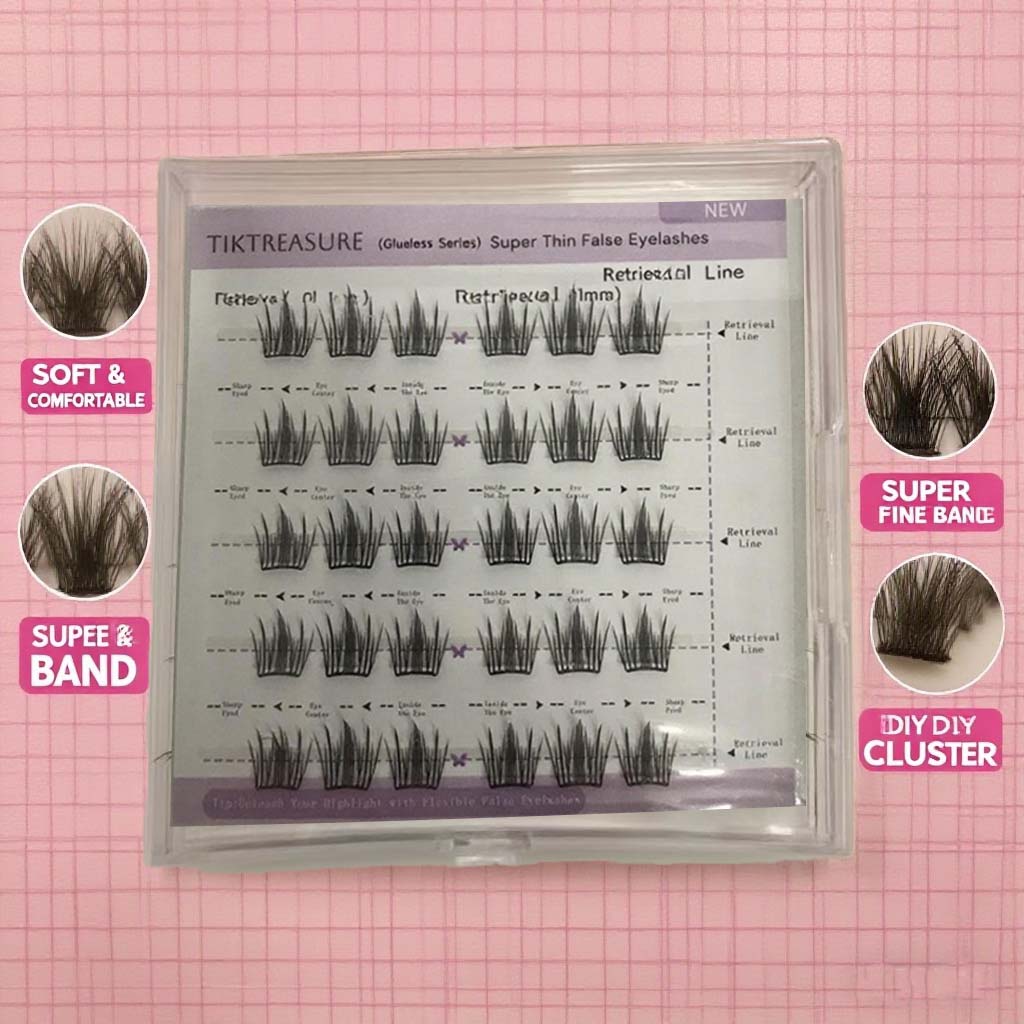 Pre-glued Lashes 30pcs Natural Look Thin Cluster Lashes,2-1