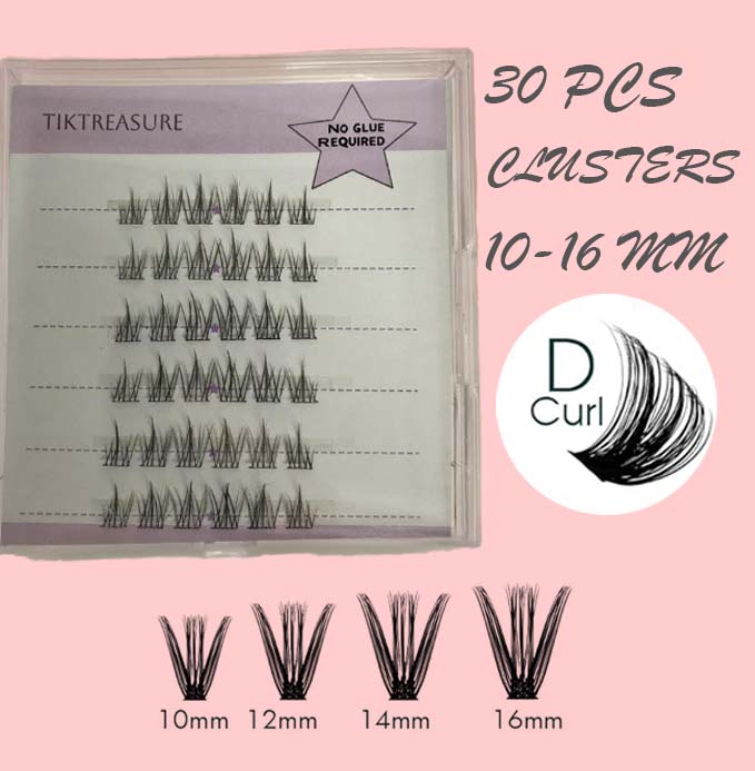 Pre-glued Lashes 30pcs Natural Look Wispy Fluttery Curved-Thin Band,2-2