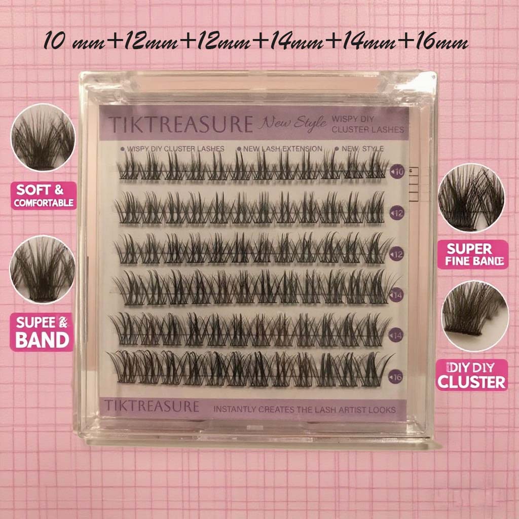 DIY Eyelash  Extension Kit 72Pcs,10-16mm Mix,1-3