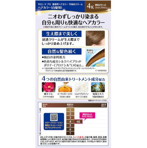 DARIYA Salon de Pro Fragrance-free Hair Color Early Dye Cream 4K (Light brown with chestnut)