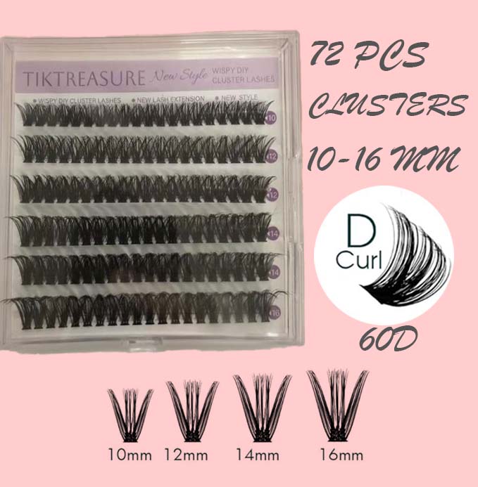 DIY Lash Extension Kit 72Pcs Clusters Eyelash Thick Styles 10-16mm Mix,1-4