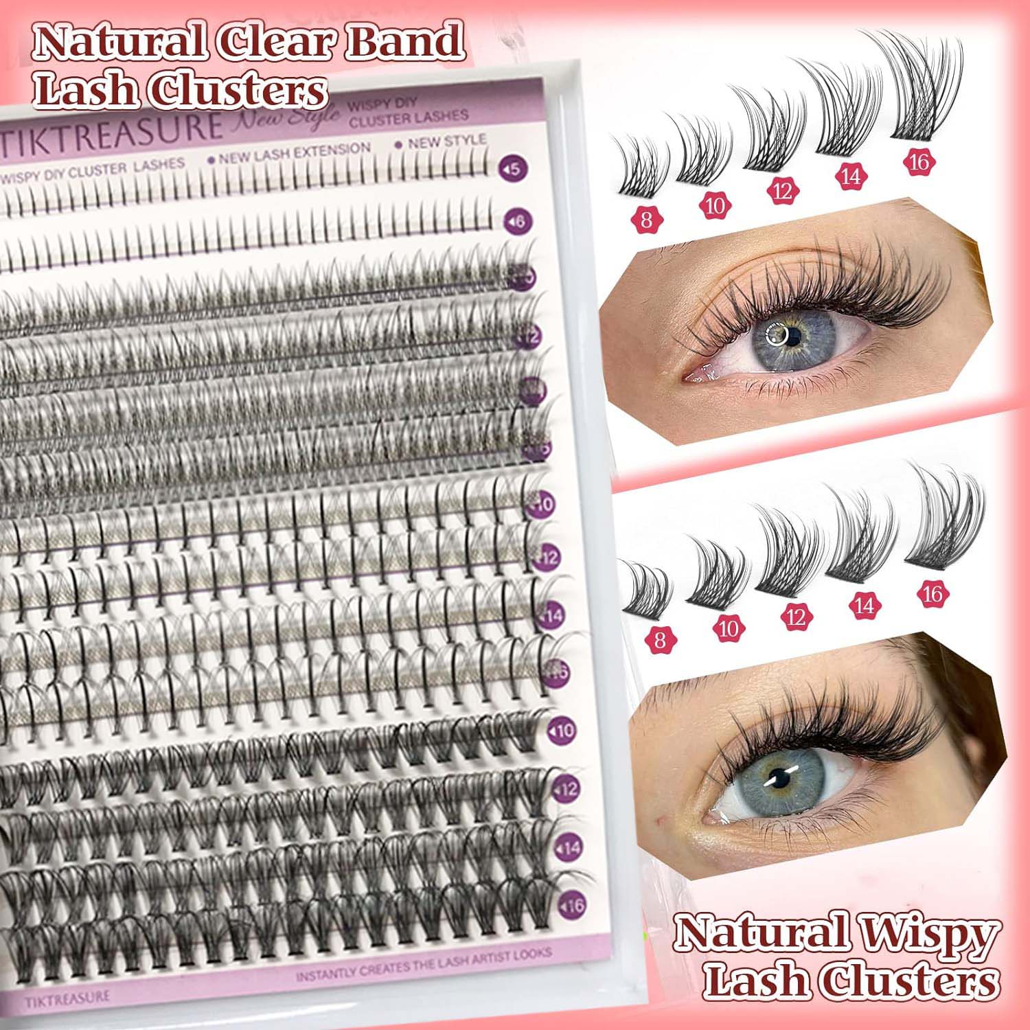 Lash Extension Kit Individual Lashes Kit 5mm-16mm 4 Styles Mix,4-1