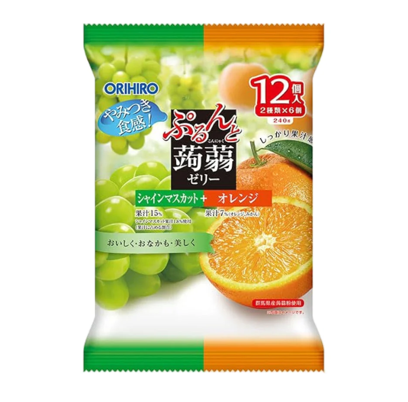 Orihiro Shine Muscat & Orange Konjac Jelly 240g (12 Cups)*3 bags