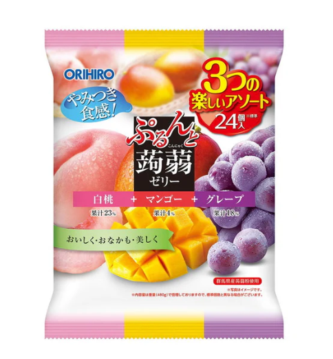 ORIHIRO-Konjac Jelly(White Peach + Mango + Grape Flavor)480g(20g×24p)*2 bags