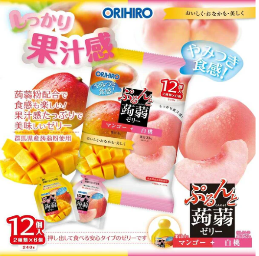 Orihiro Japanese Konjac Jelly Mango & White Peach - 240g*3 bags