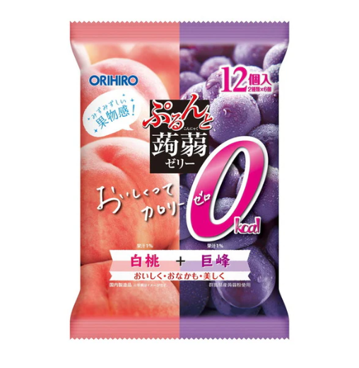 Orihiro Zero-Calorie Konjac Jelly — Sugar-Free White Peach & Kyoho Grape Snack*3 bags