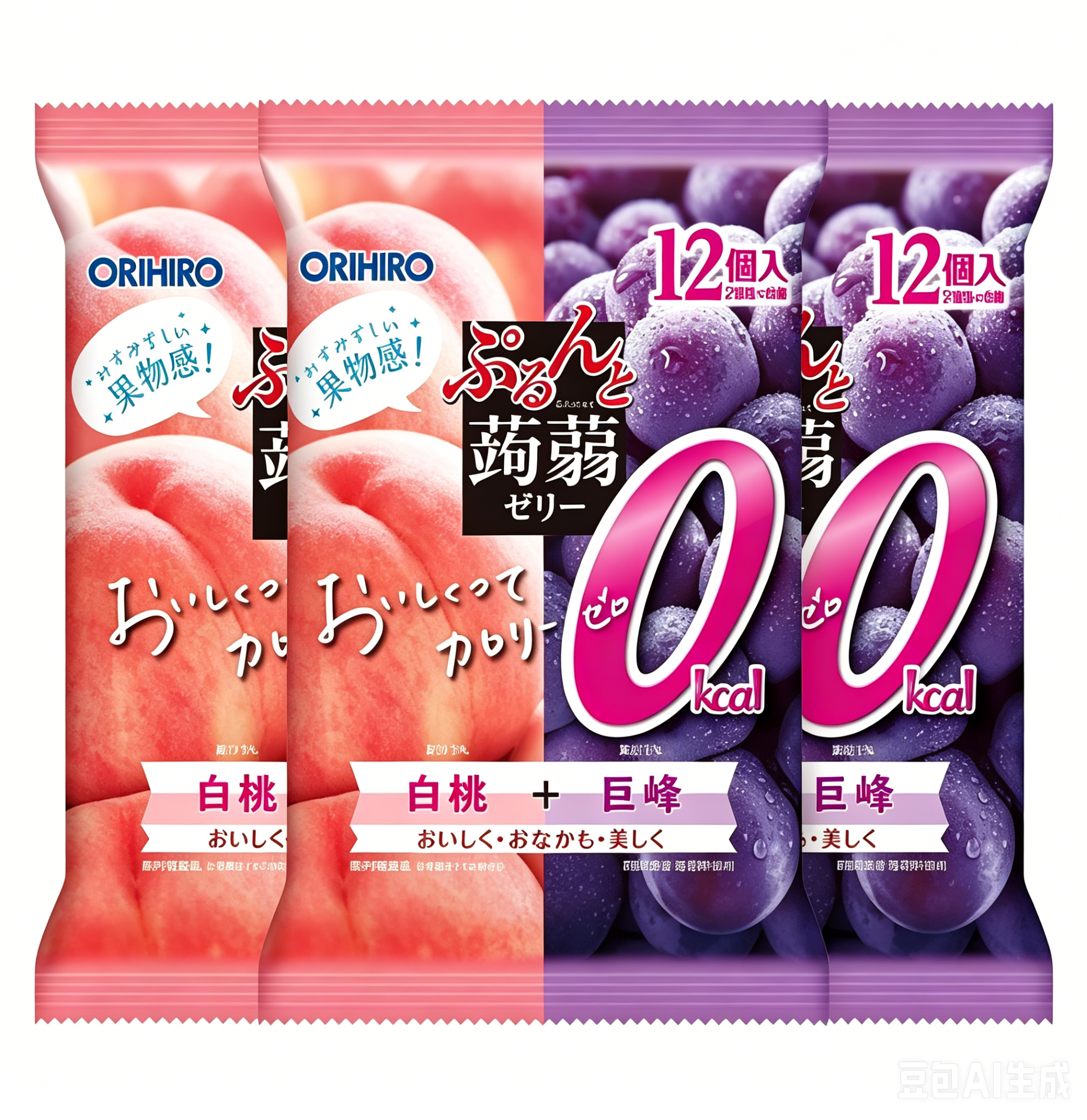 Orihiro Zero-Calorie Konjac Jelly — Sugar-Free White Peach & Kyoho Grape Snack*3 bags