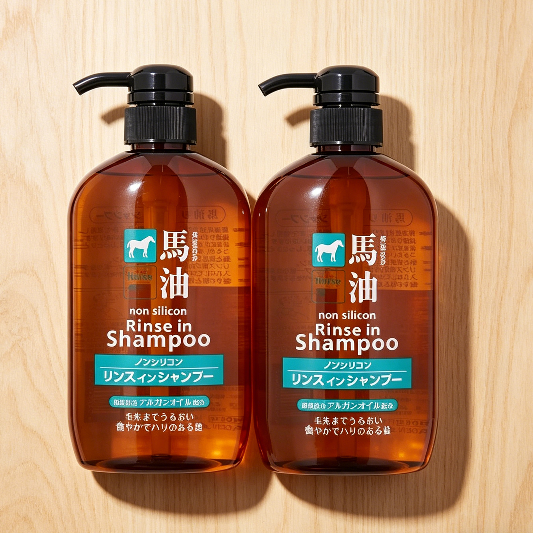 Kumano Horse Oil Non Silicon Rinse in Shampoo 600ml*2 packs