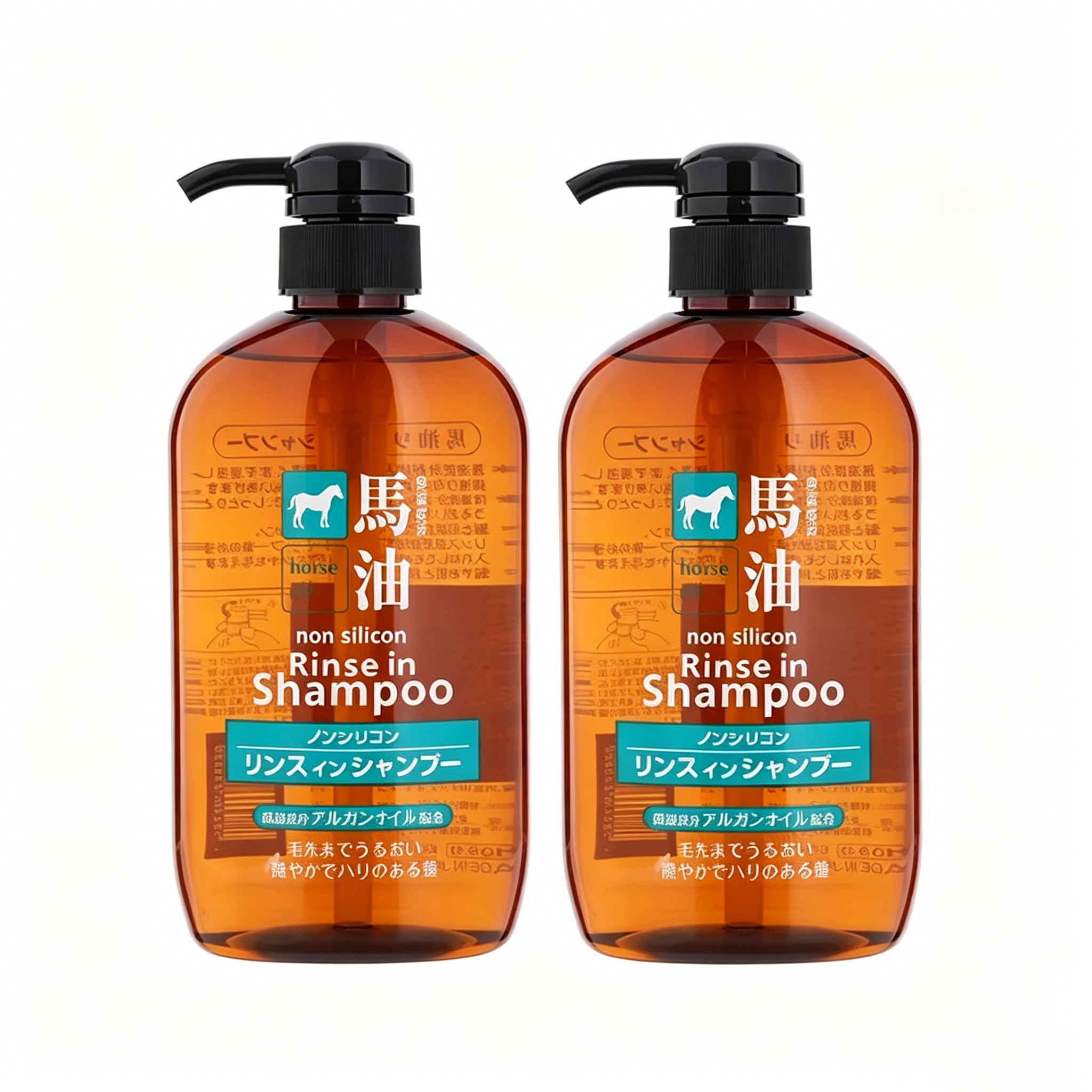 Kumano Horse Oil Non Silicon Rinse in Shampoo 600ml*2 packs