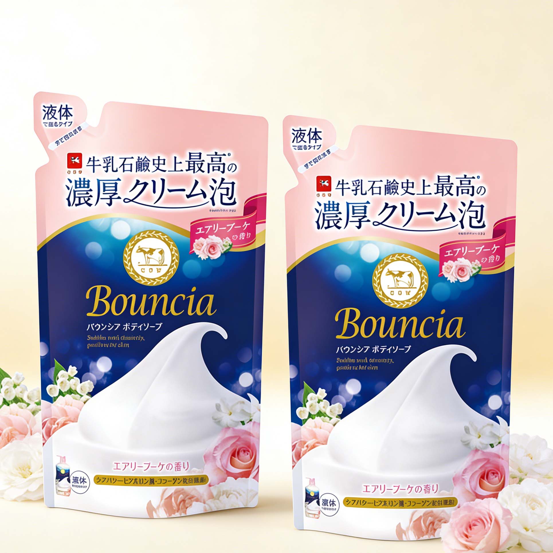 Cow Bouncia Body Soap Airy Bouquet Scent Refill 360ml (2 pack)