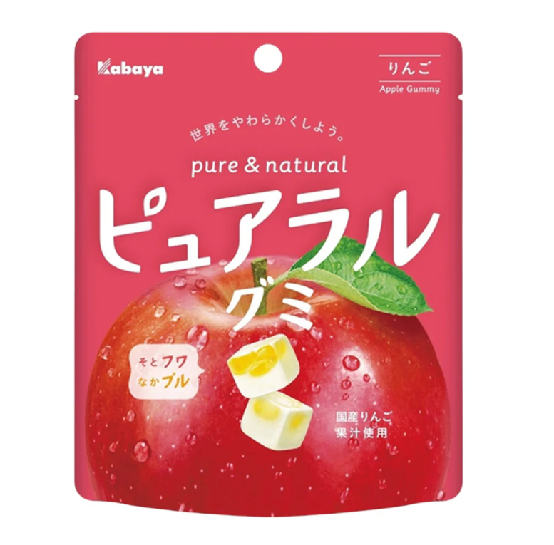Kabaya Pure & Natural Apple Gummy Candy 58g – Juice-Filled Center*4 bags