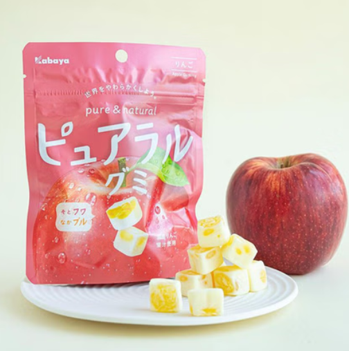 Kabaya Pure & Natural Apple Gummy Candy 58g – Juice-Filled Center*4 bags