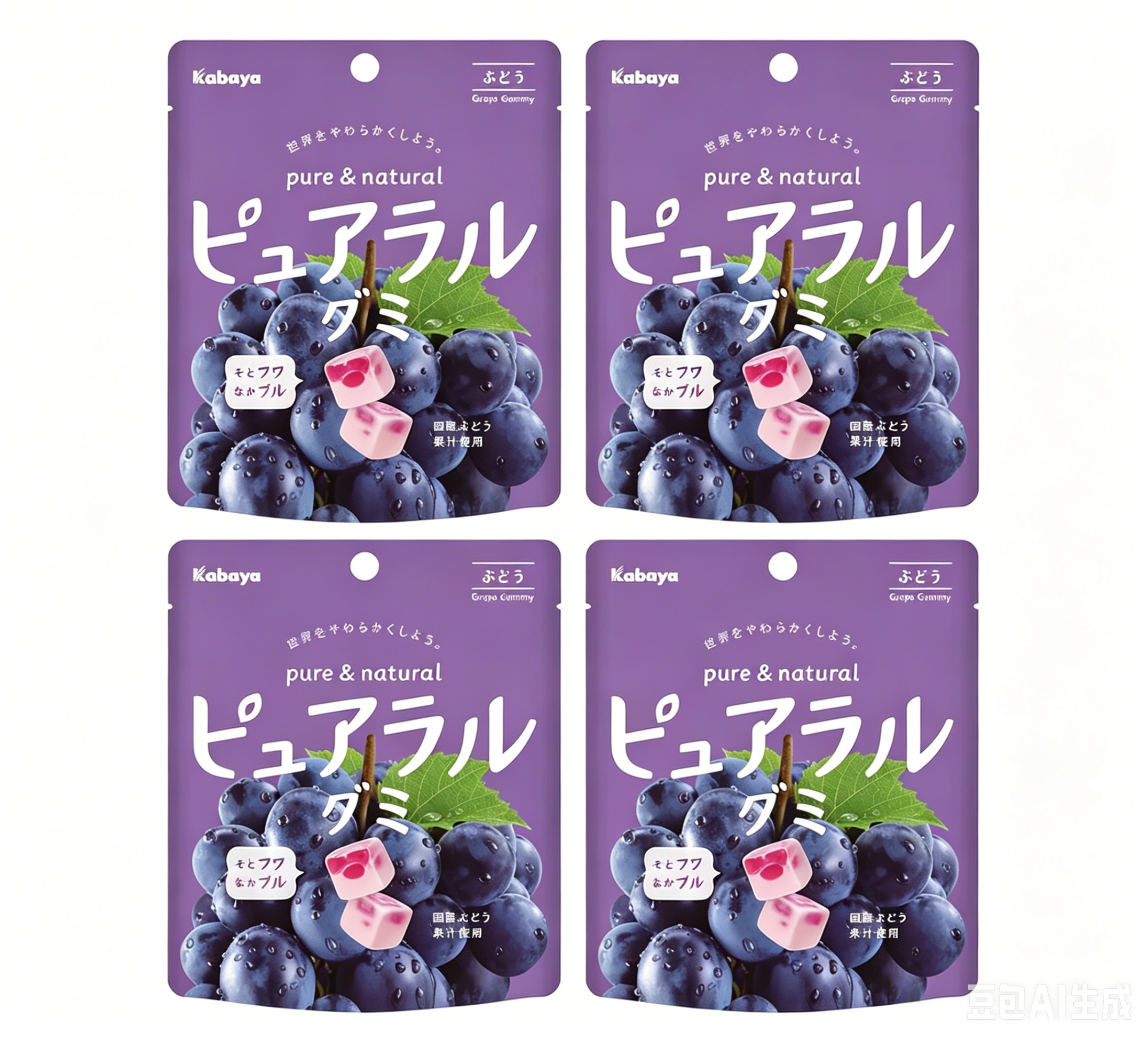 Kabaya Grape Juice Cotton Gummies - 58g*4 bags