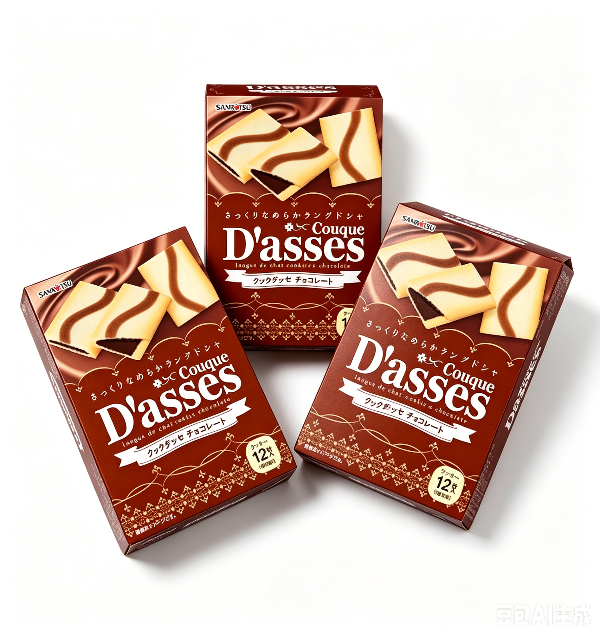 SANRITSU Conque D'asses Thin-Baked Milk Chocolate Cookies 12P-3 packs