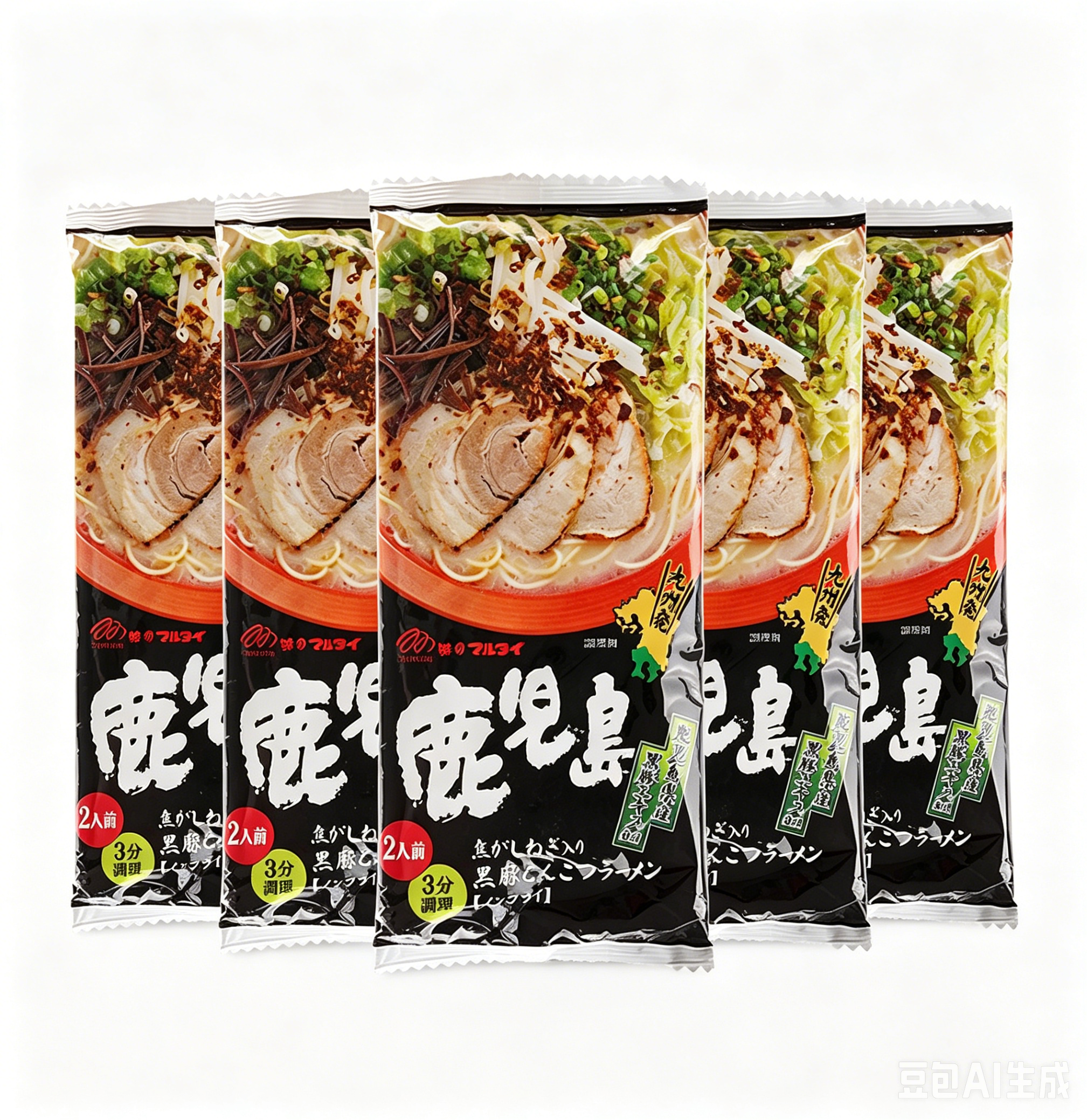 Marutai Hakata Kagoshima Black Pork Bone Ramen - 2 Servings, 185g*5 bags