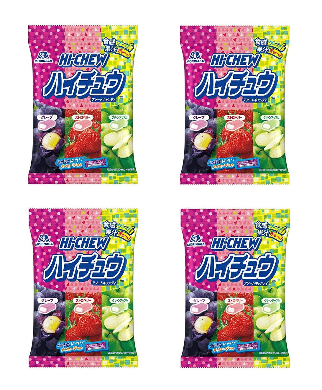 Morinaga Hi-Chew Chewy Candy Grape, Strawberry & Green Apple Flavour - 94gx4 packs