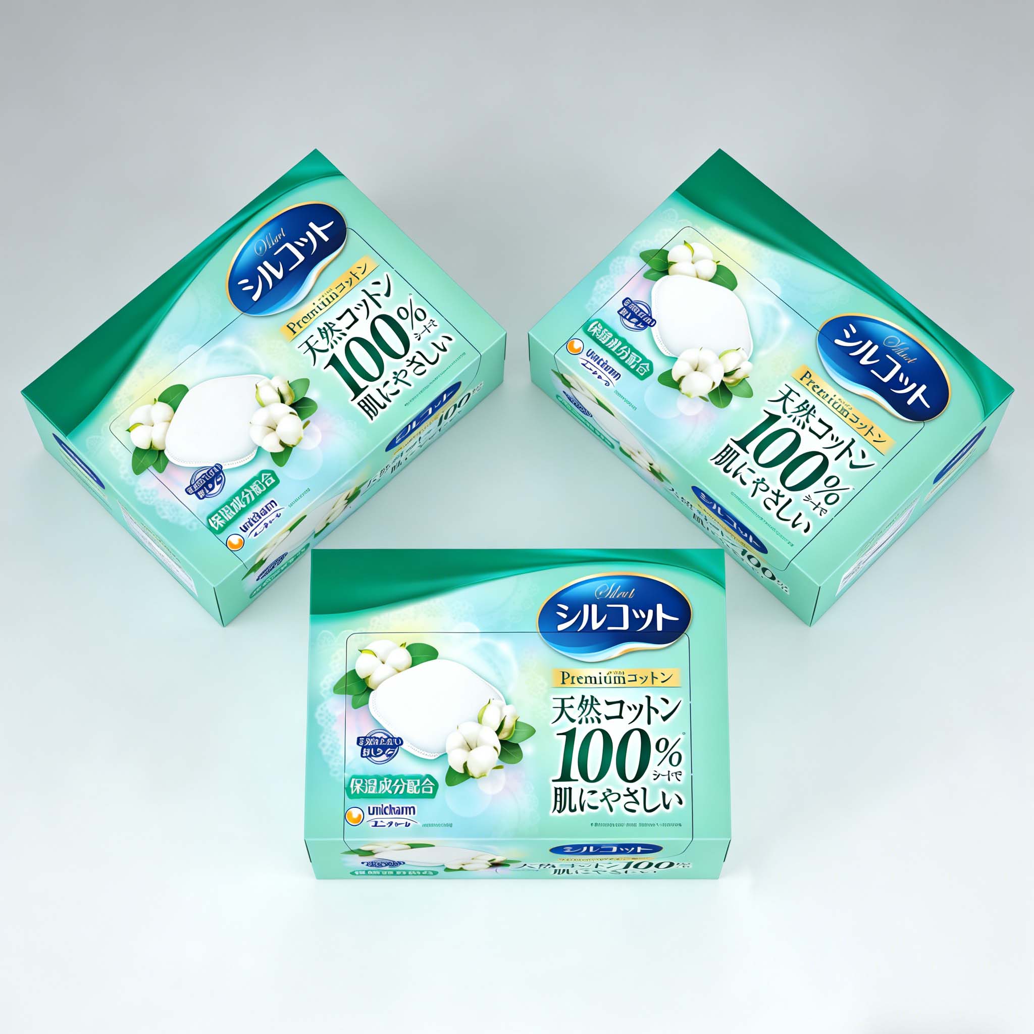 Unicharm Silcot Premium Cotton, 66 sheets(3 boxes)