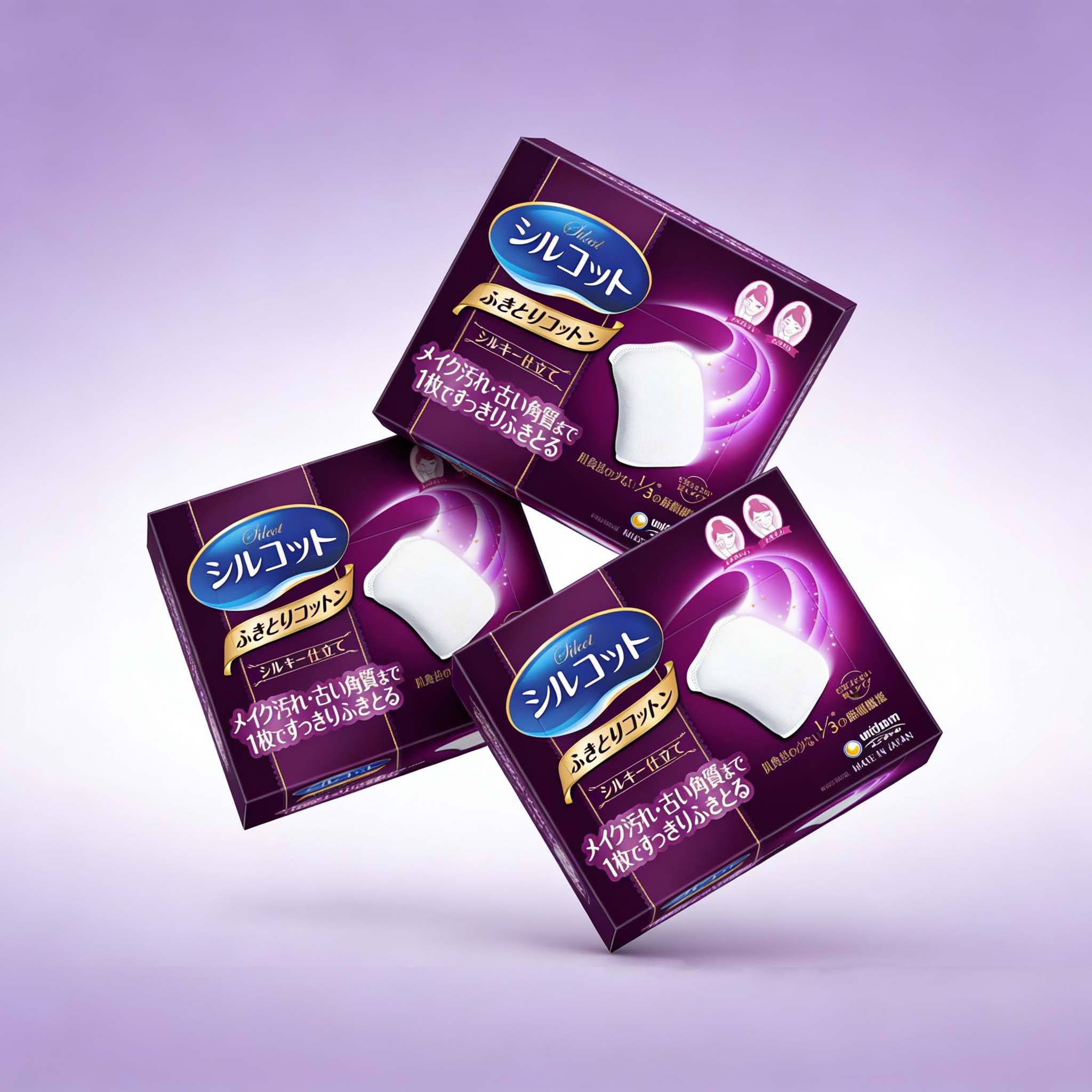Unicharm Silcot Silky Touch Wipping Cotton Pads 32 pcs*3 packs