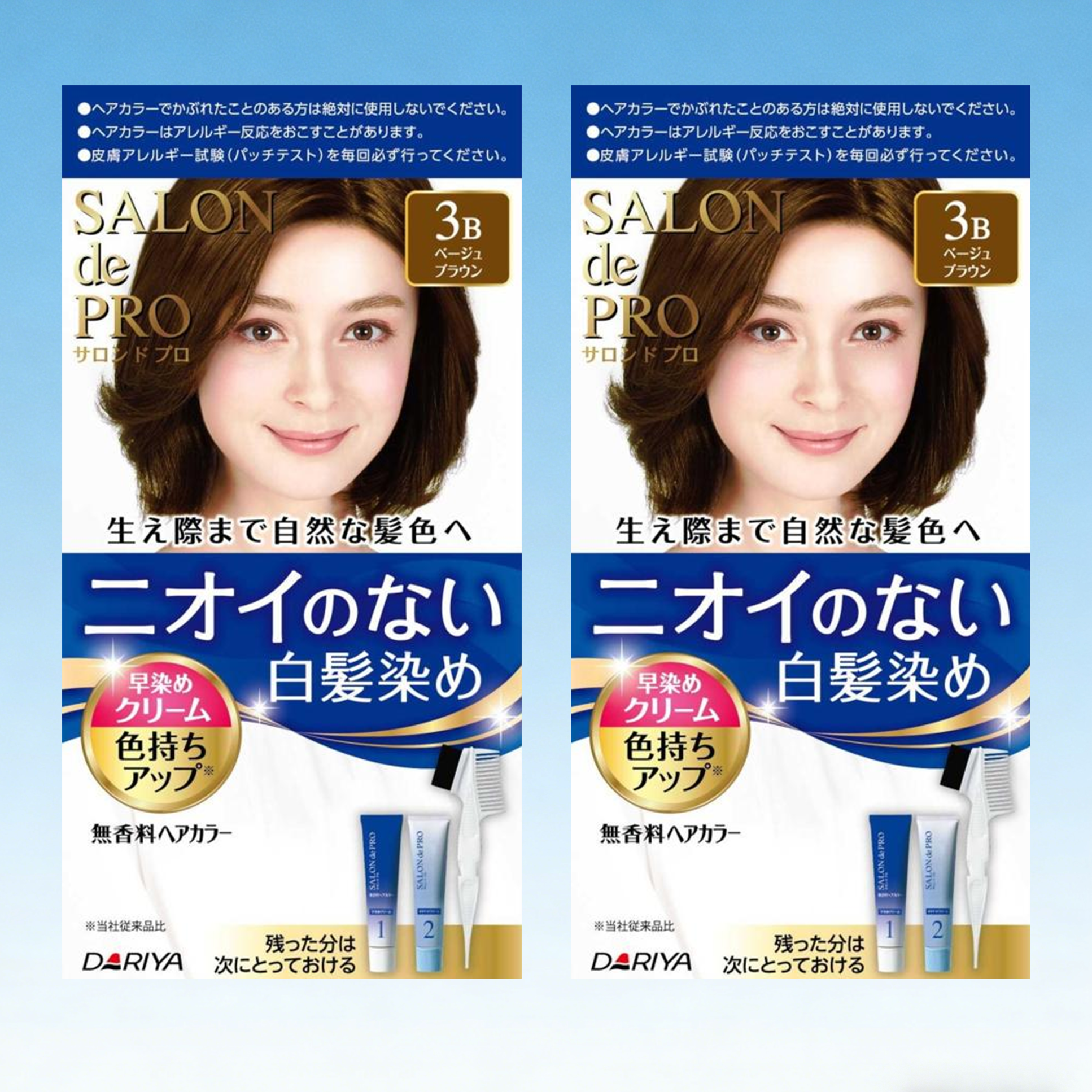 DARIYA Salon de Pro Unscented Hair Color Early Dyeing Cream 3B Beige Brown (2 packs)
