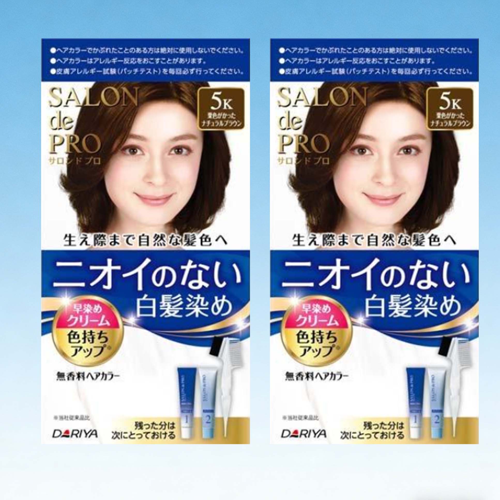 DARIYA Salon de Pro Unscented Hair Color Early Dyeing Cream 5K Chestnut Nature Brown (2 packs)