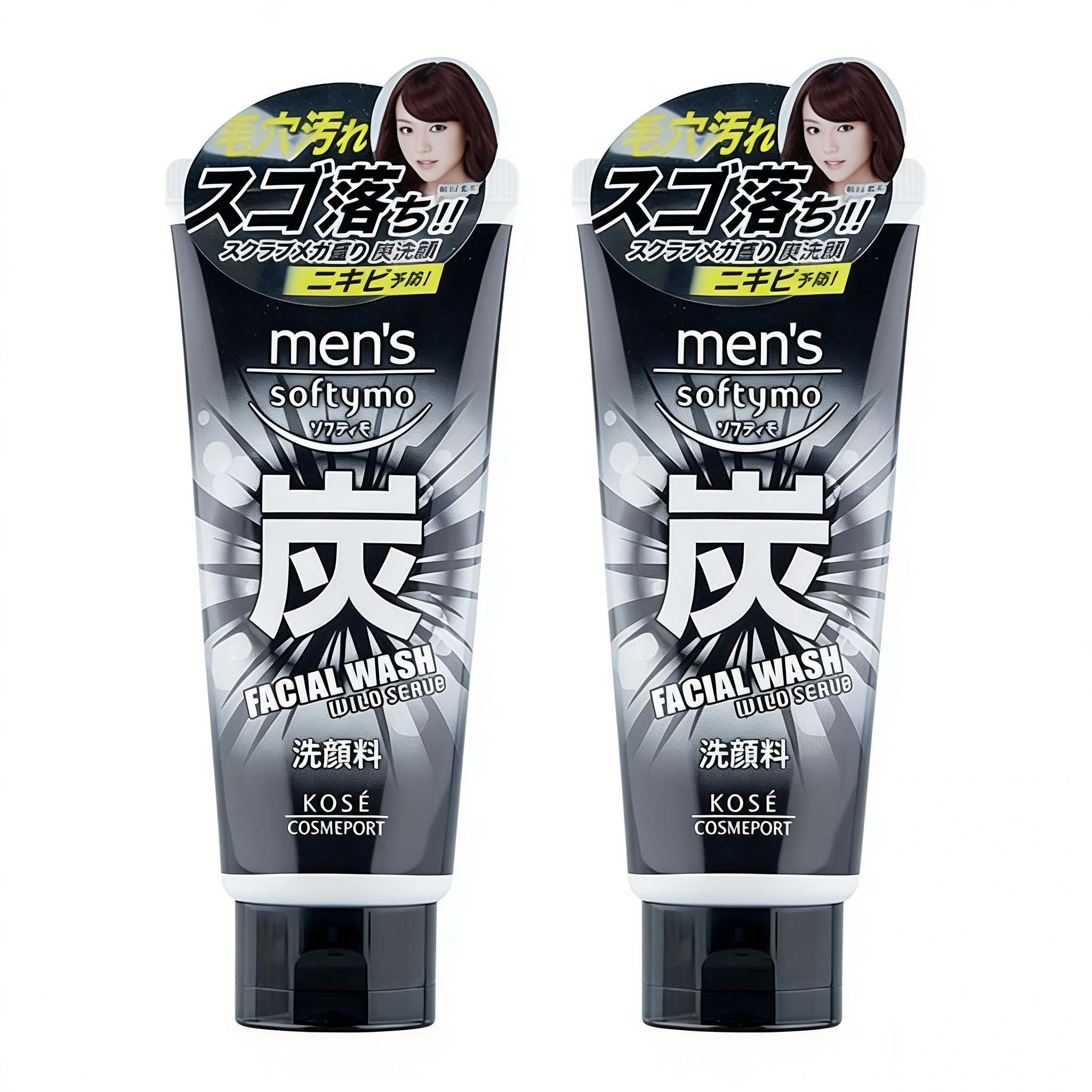Kose Softymo Men’s Facial Wash Wild Scrub 130g (2 packs)