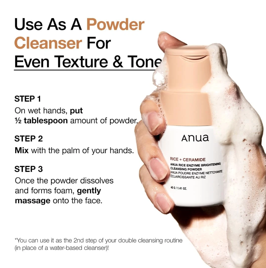 ANUA RICE ENZYME BRIGHTENING CLEANSING POWDER, 40g