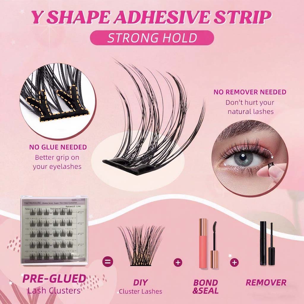 Pre-glued Lashes 60pcs Natural Look Reusable Cluster Lashes,5-1