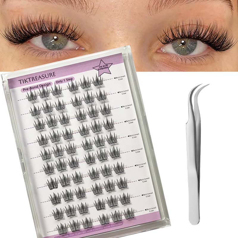 Pre-glued Lashes 60pcs Natural Look Reusable Cluster Lashes,5-1