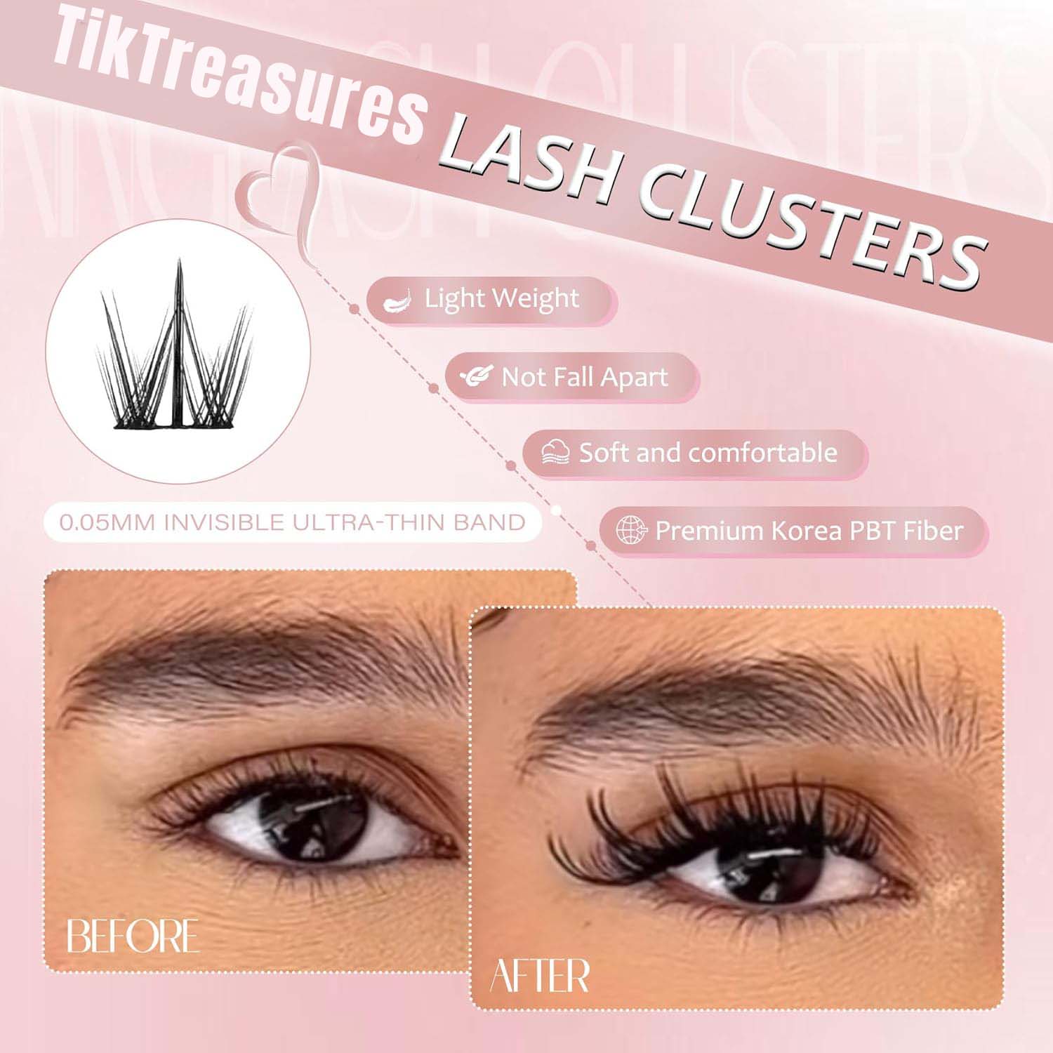 Pre-glued Lashes 120pcs Natural Look Cluster Lashes,5-2