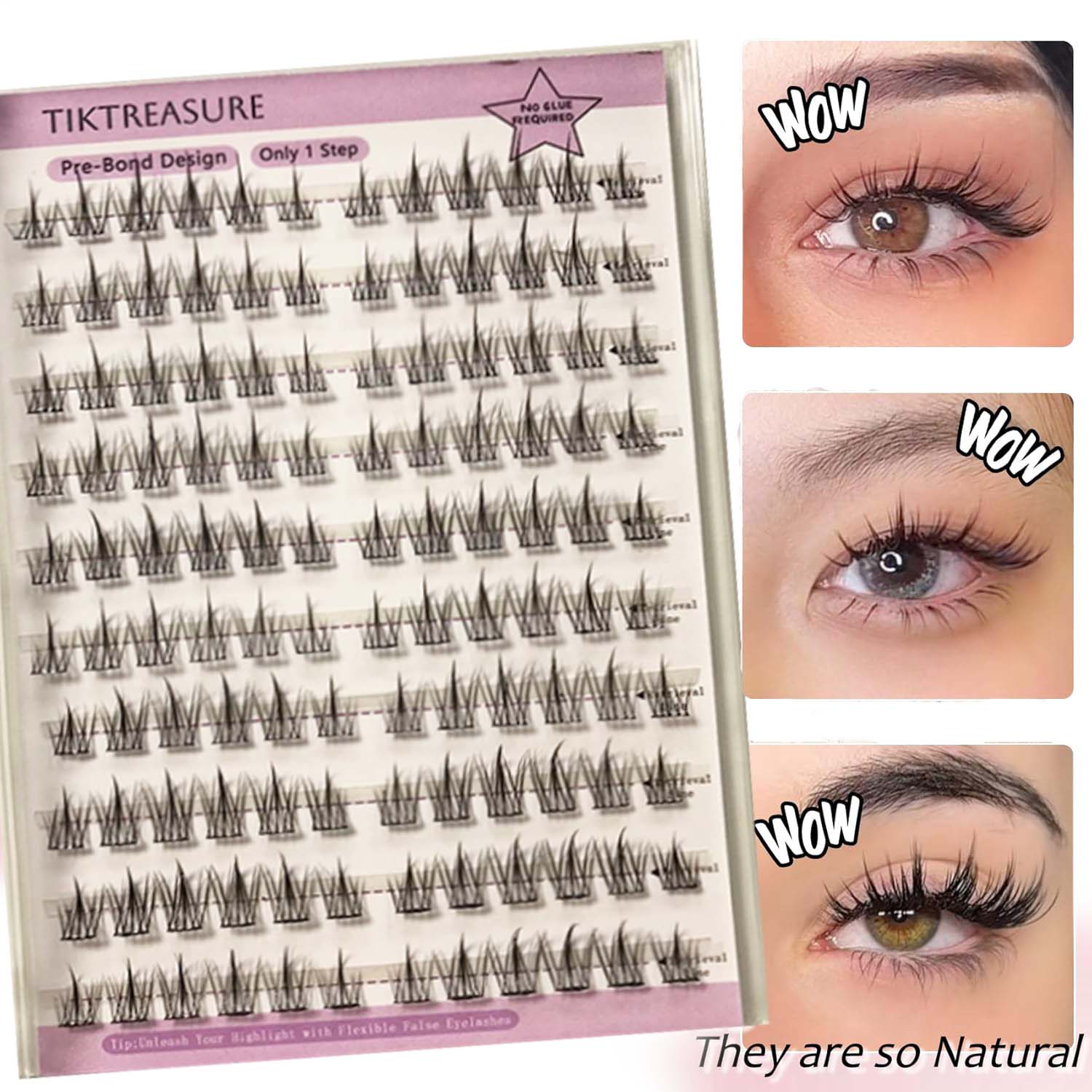 Pre-glued Lashes 2 Packs 60pcs+120pcs Natural Look Reusable Cluster Lashes,5-1&5-2