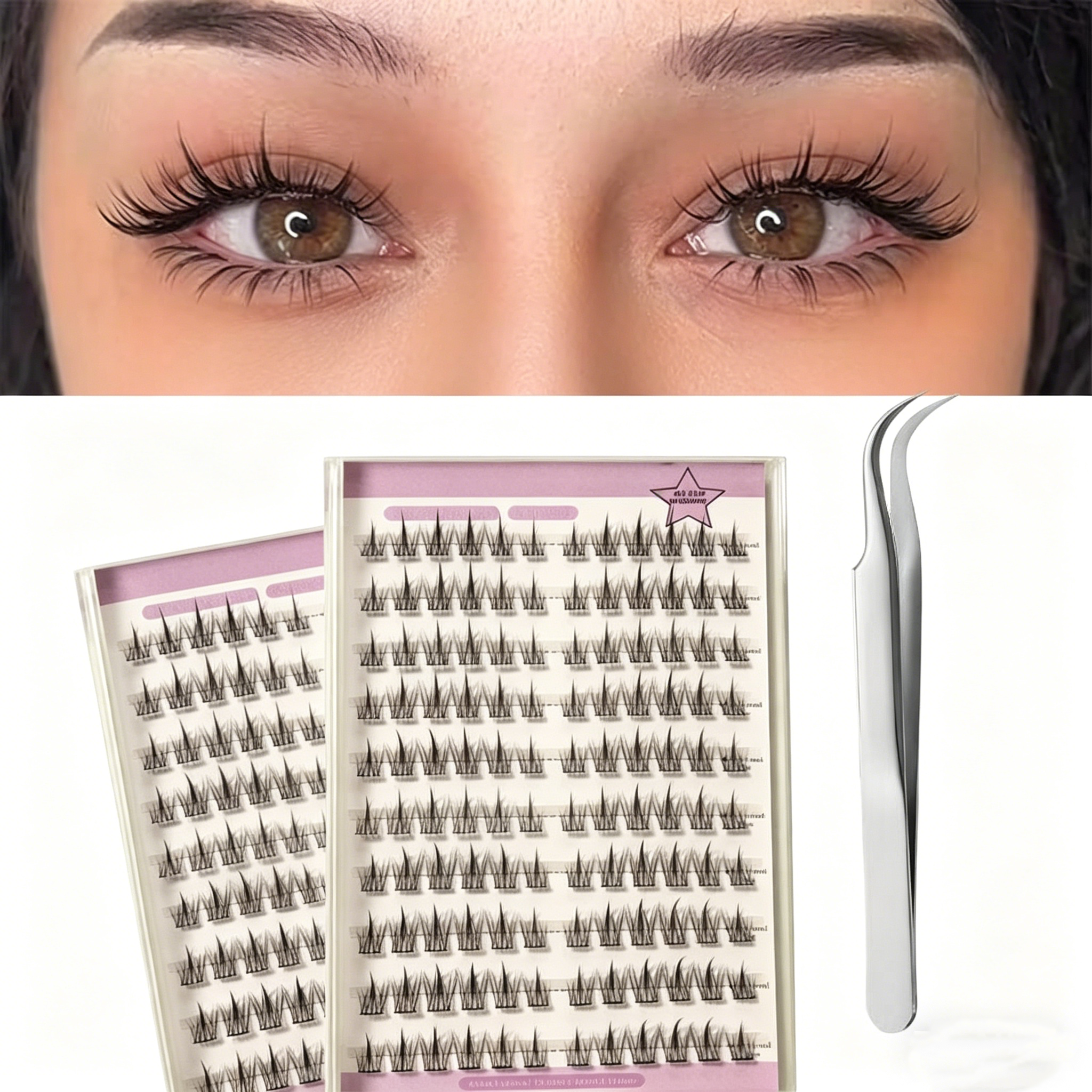 Pre-glued Lashes 120pcs Natural Look Cluster Lashes*2 packs,5-2