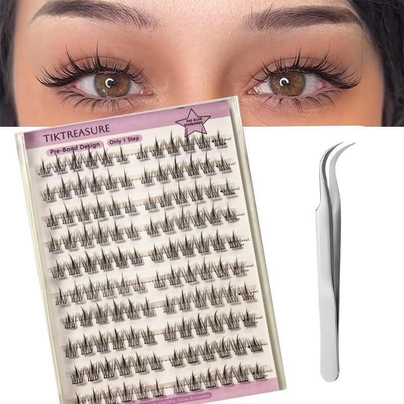 Pre-glued Lashes 2 Packs 60pcs+120pcs Natural Look Reusable Cluster Lashes,5-1&5-2