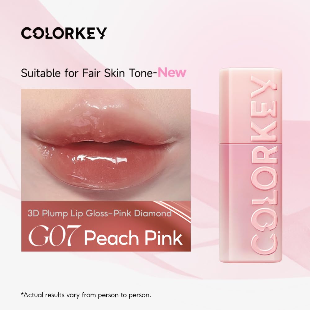 COLORKEY Lip Pluming Oil, Pink Diamond Edition G07 Peach Pink, 3ml