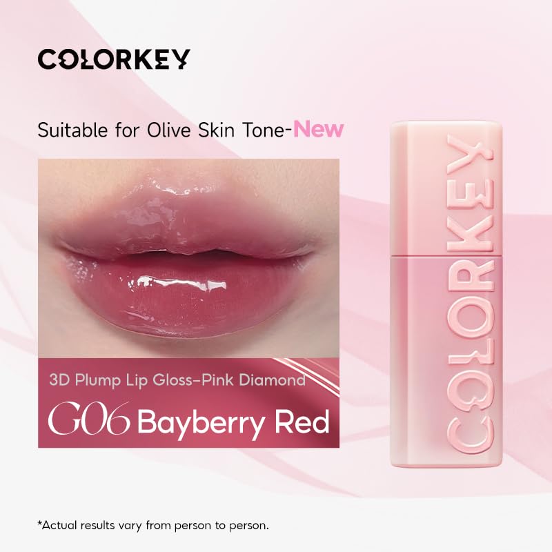 COLORKEY Lip Pluming Oil, Pink Diamond Edition G06 Bayberry Red, 3ml