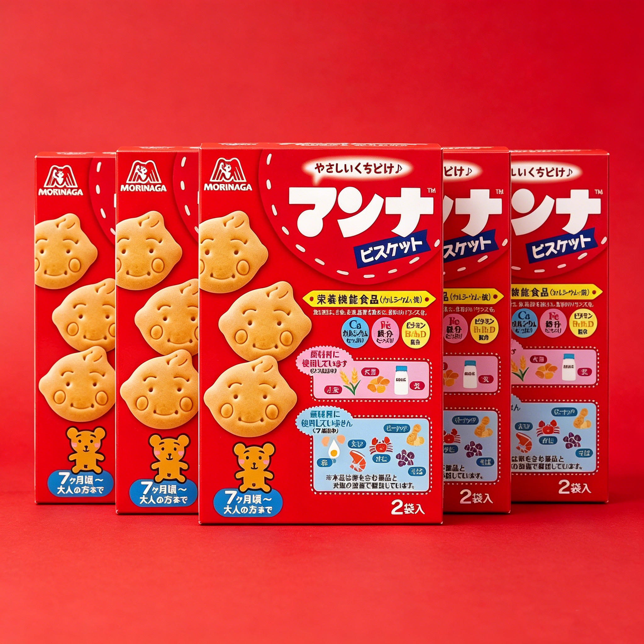 Morinaga Toddler Milk Biscuits, 2 Pack, 86g x 5 packs