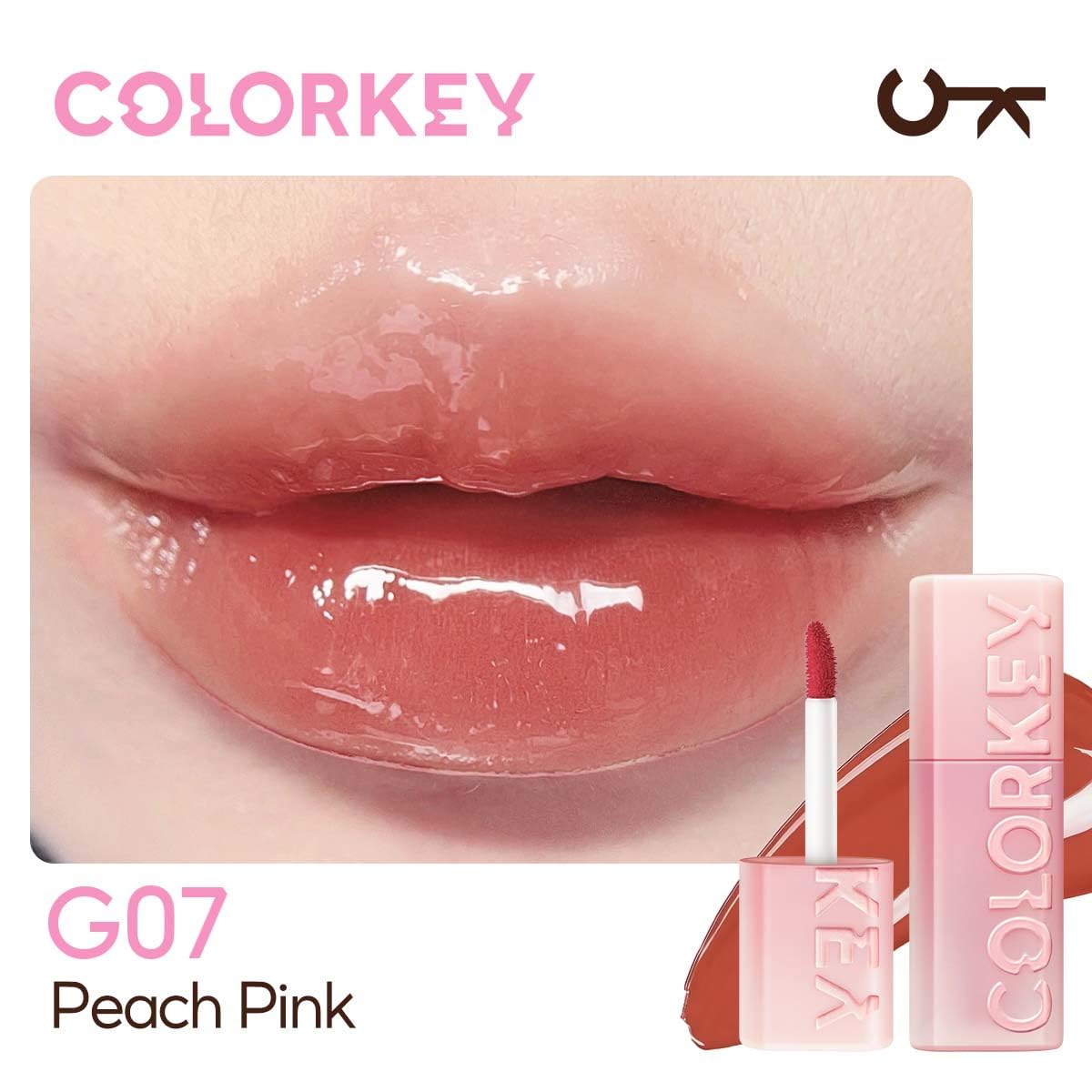 COLORKEY Lip Pluming Oil, Pink Diamond Edition G07 Peach Pink, 3ml