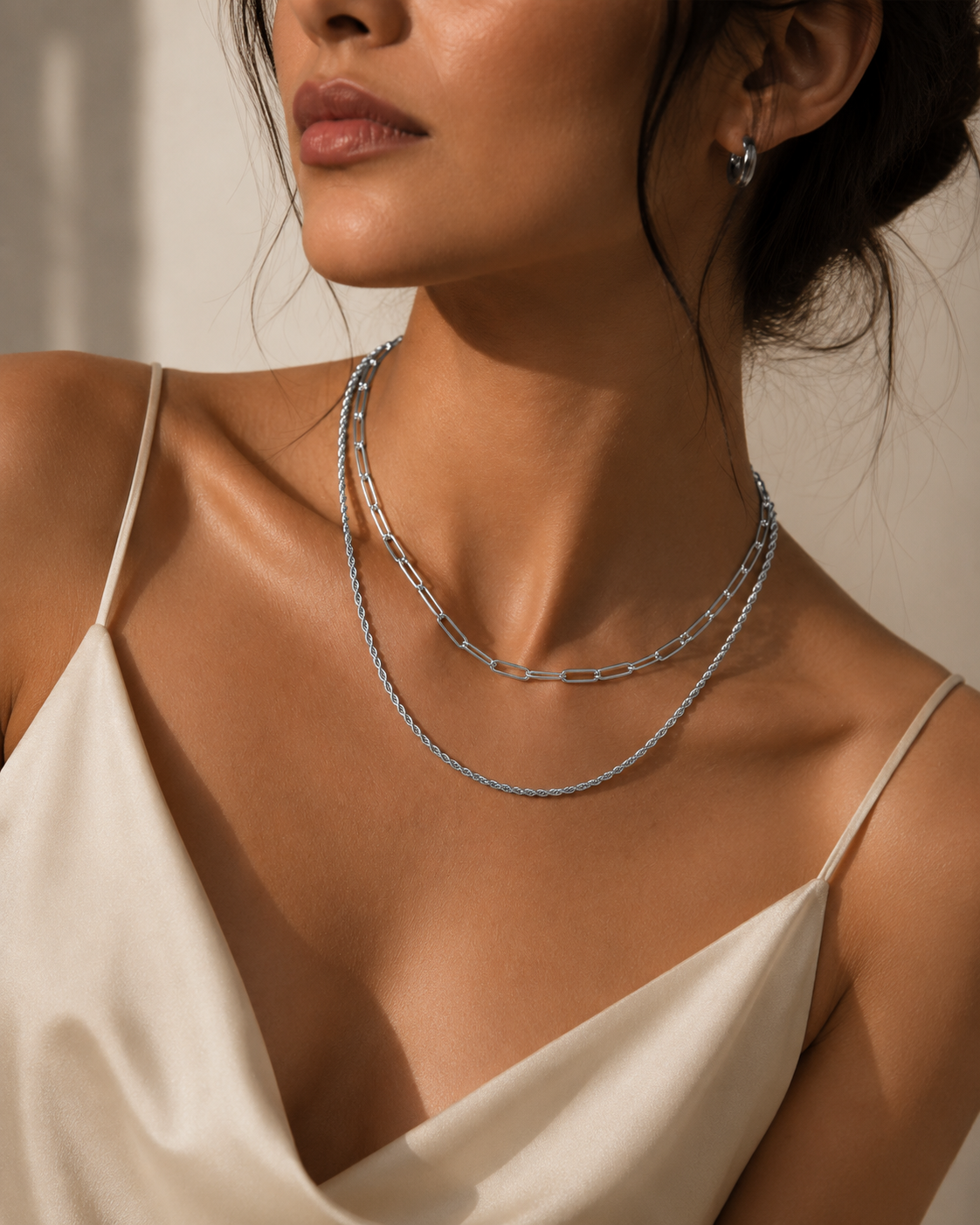 Glownim Chain Necklace Chain Stacking Multiple Thin Chain Ladies Stainless Steel Chain Jewelry,Swim-Friendly, Tarnish Resistant